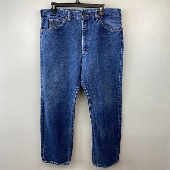 Vintage Lee Riders Jeans Mens 38x32 Blue Denim Talon Zipper Made USA 90s - Picture 1 of 12